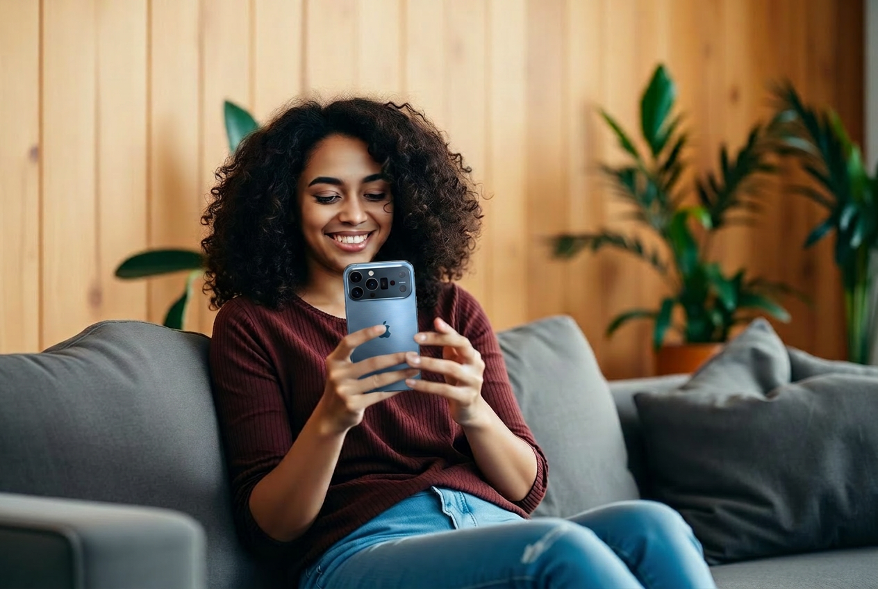 Woman using the super app on phone